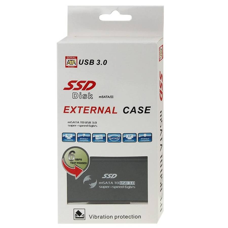 6gb/s mSATA Solid State Disk SSD to USB 3.0 Hard Disk Case(Black)