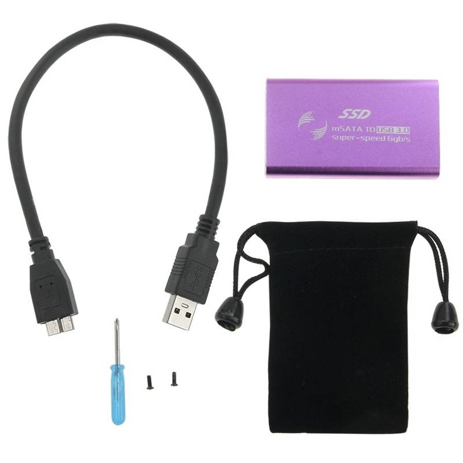 6gb/s mSATA Solid State Disk SSD to USB 3.0 Hard Disk Case(Purple)