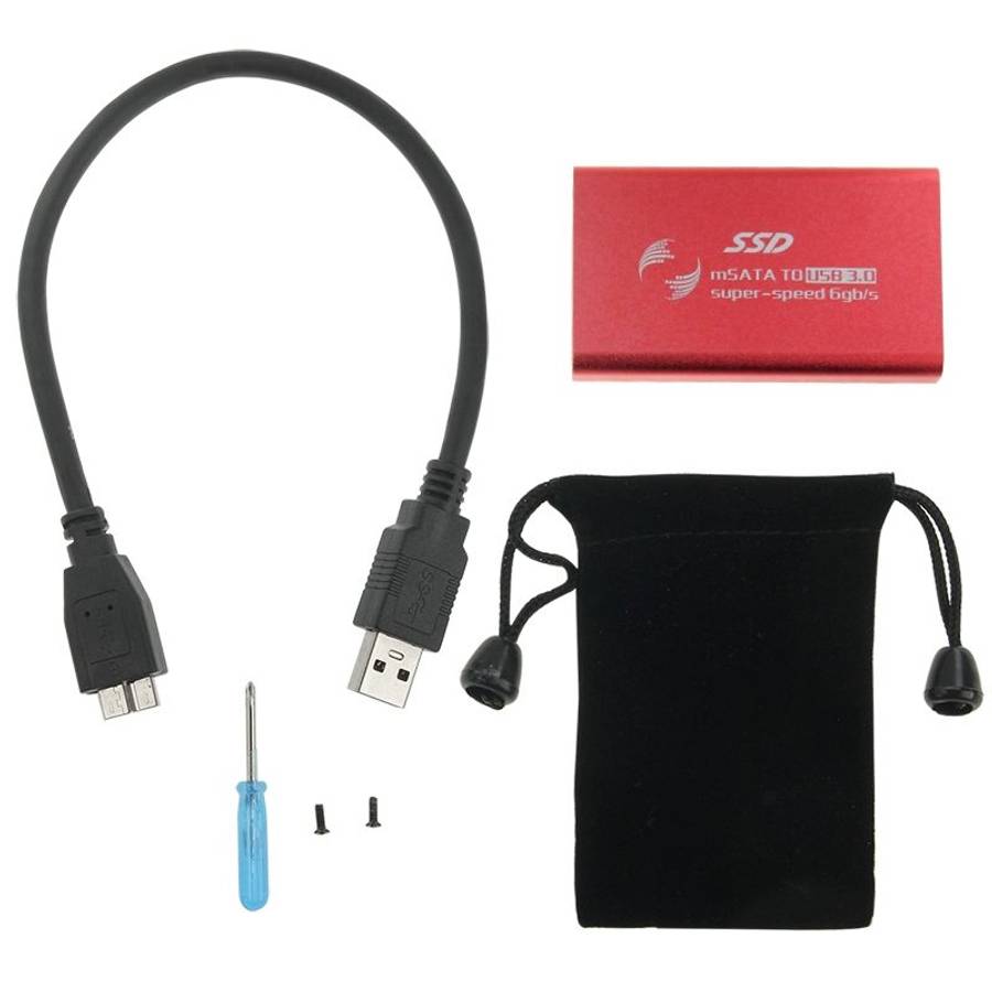 6gb/s mSATA Solid State Disk SSD to USB 3.0 Hard Disk Case(Red)