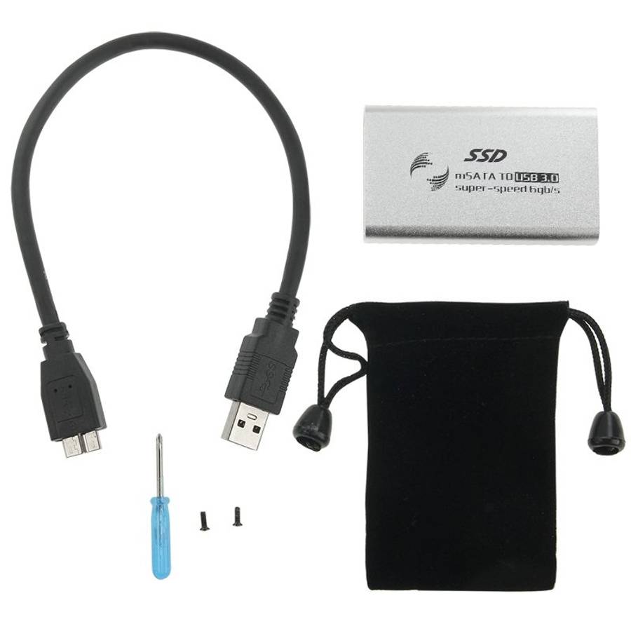 6gb/s mSATA Solid State Disk SSD to USB 3.0 Hard Disk Case(Silver)