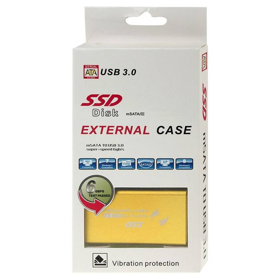 6gb/s mSATA Solid State Disk SSD to USB 3.0 Hard Disk Case(Gold)