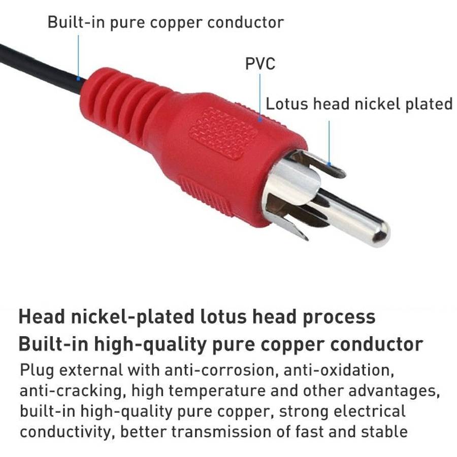 Good Quality Jack 3.5mm Stereo to RCA Male Audio Cable, Length: 5m