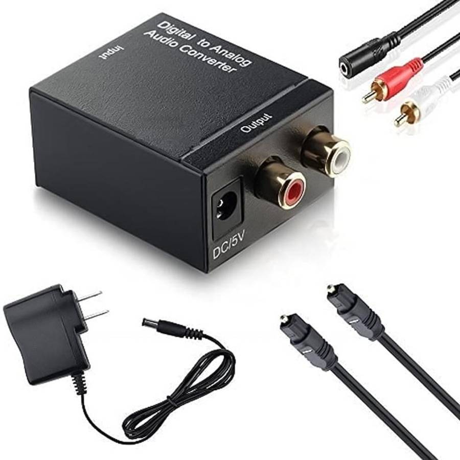 Digital Optical Coaxial Toslink to Analog RCA Audio Converter(Black)