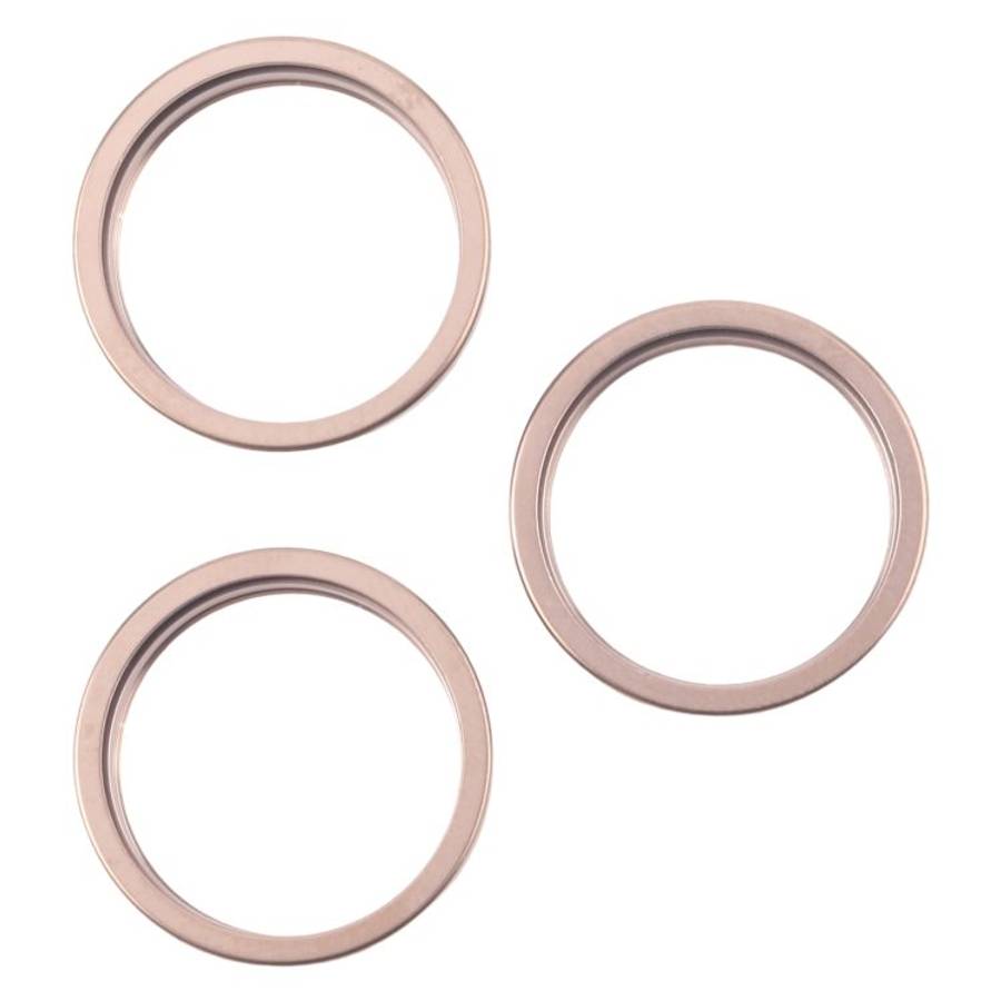 For iPhone 16 Pro Max 3pcs/set Rear Camera Glass Lens Metal Outside Protector Hoop Ring (Gold)