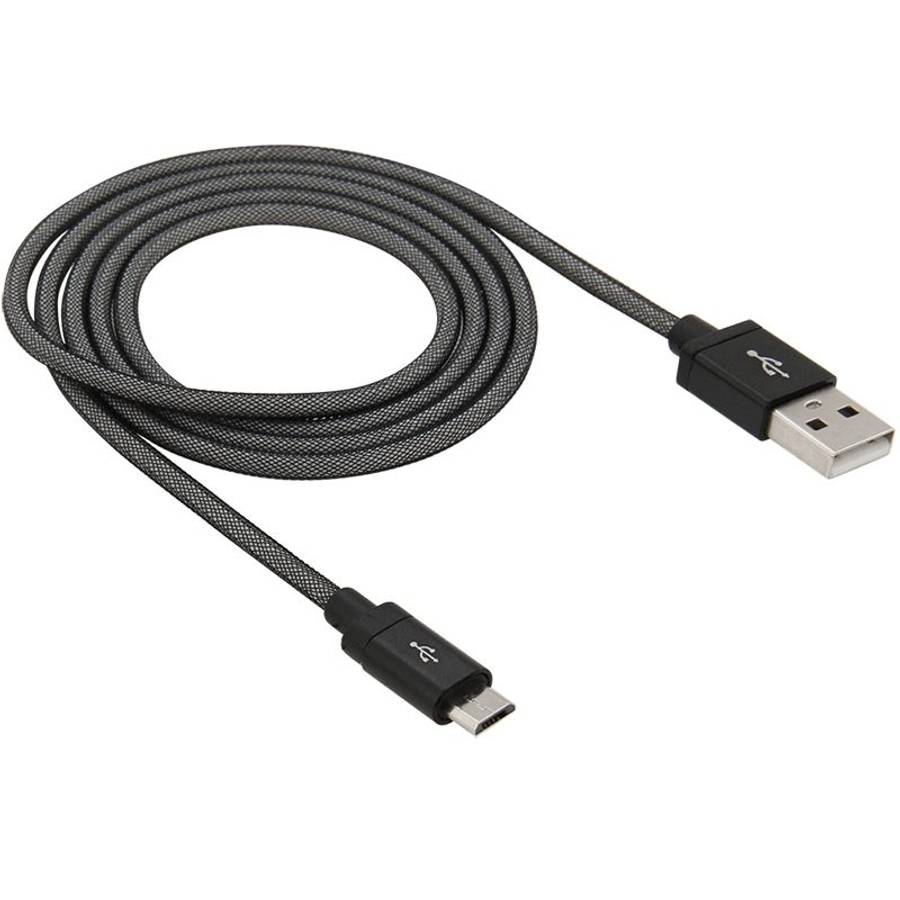 1m Net Style High Quality Metal Head Micro USB to USB Data / Charging Cable(Black)