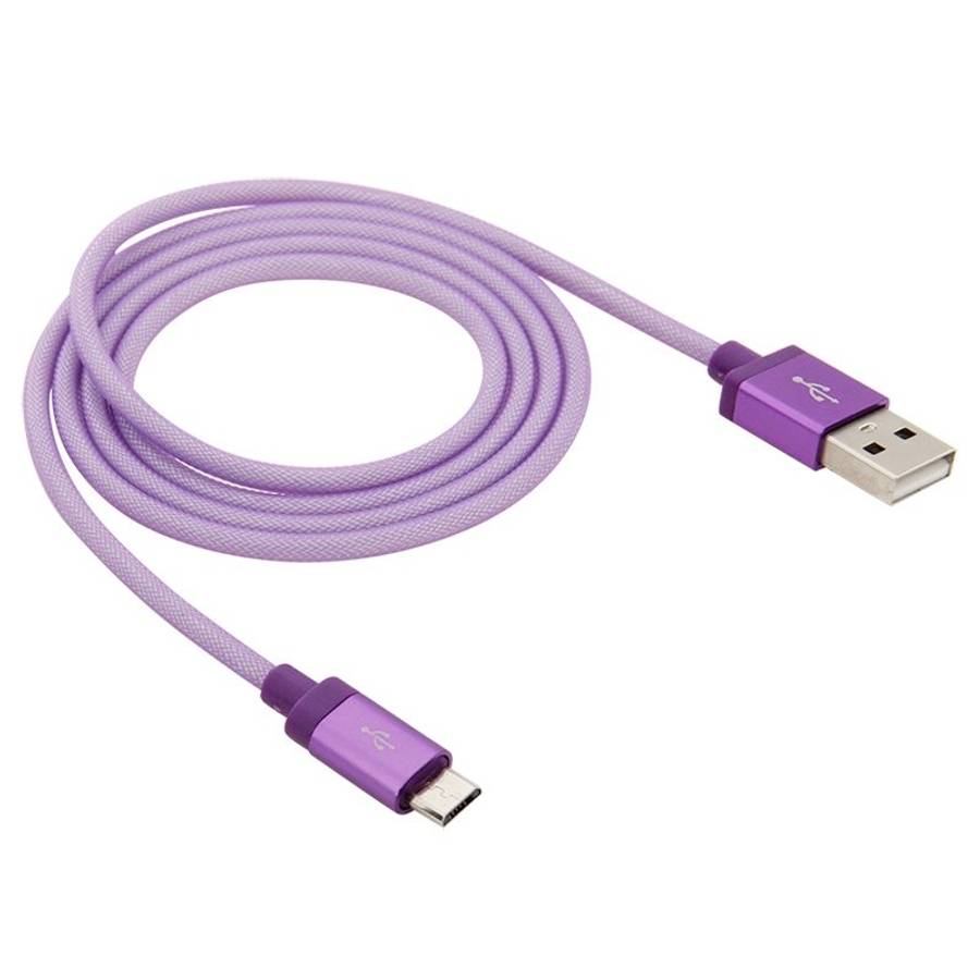 1m Net Style High Quality Metal Head Micro USB to USB Data / Charging Cable(Purple)
