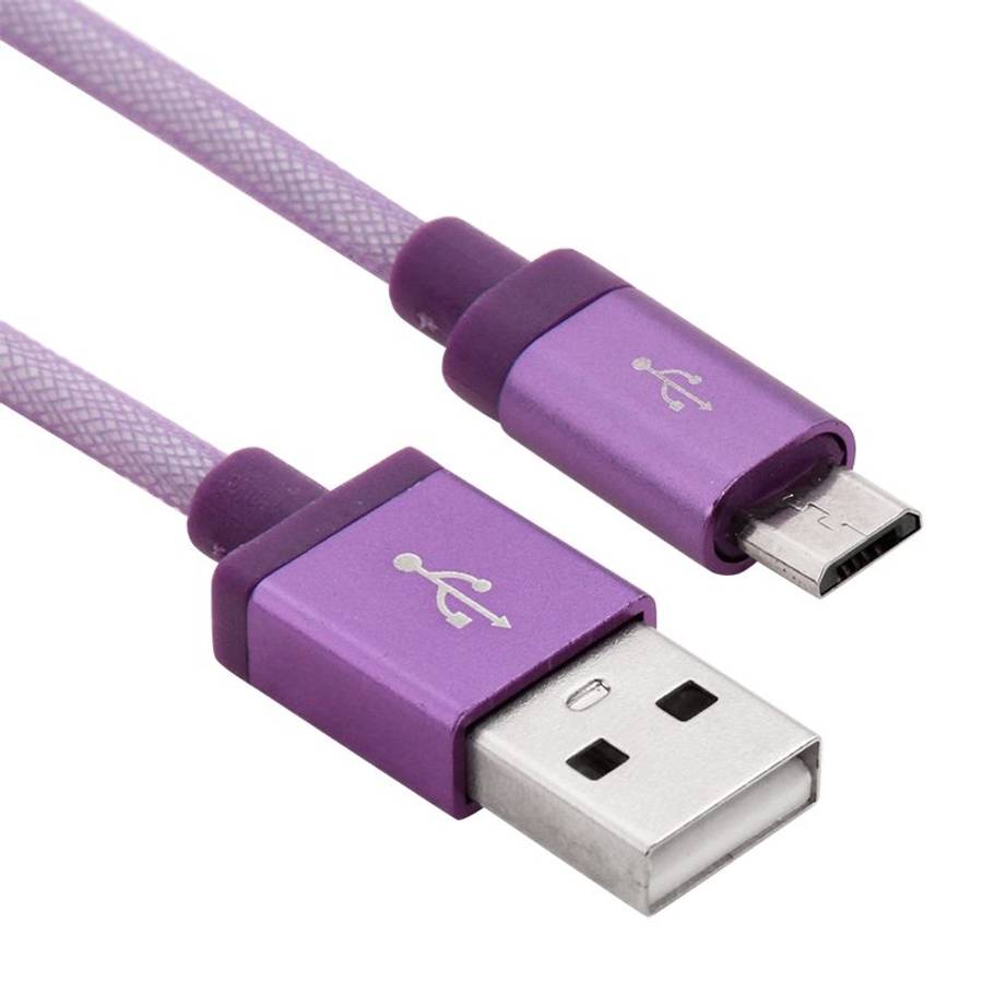 1m Net Style High Quality Metal Head Micro USB to USB Data / Charging Cable(Purple)