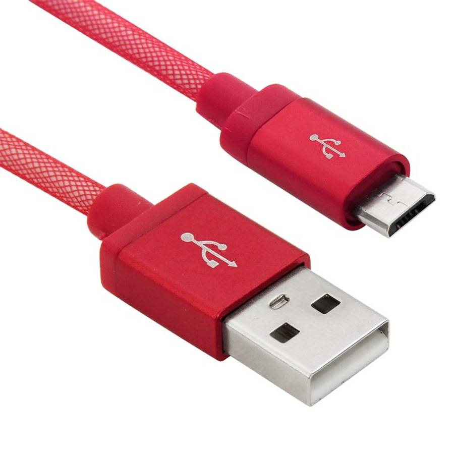 1m Net Style High Quality Metal Head Micro USB to USB Data / Charging Cable(Red)
