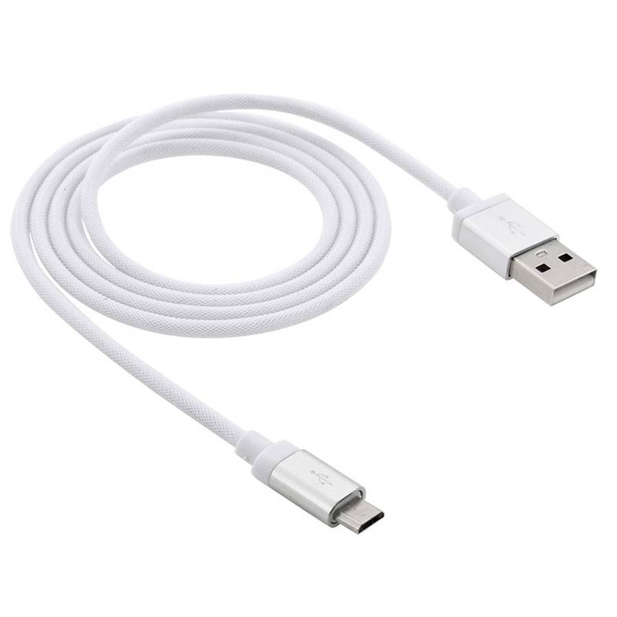 1m Net Style High Quality Metal Head Micro USB to USB Data / Charging Cable(White)
