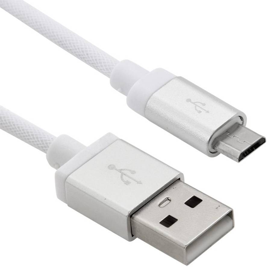 1m Net Style High Quality Metal Head Micro USB to USB Data / Charging Cable(White)