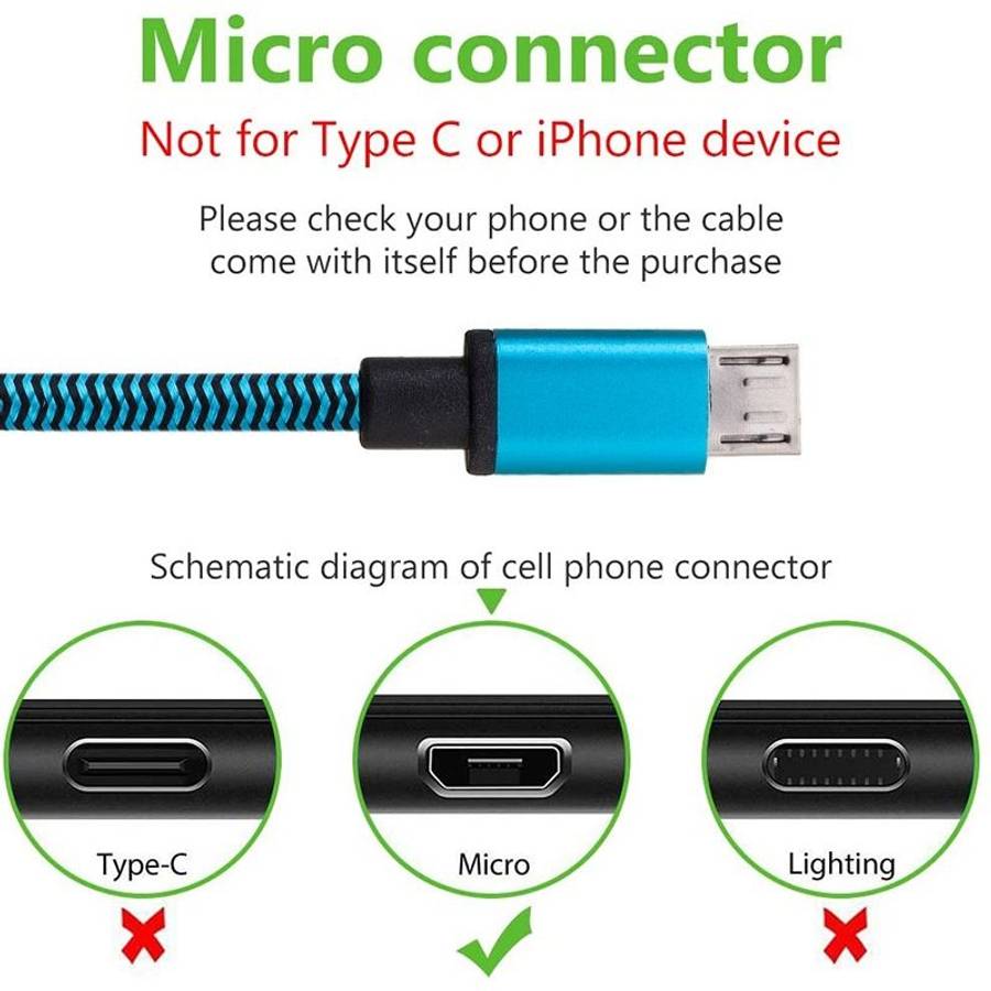 1m Woven Style Micro USB to USB 2.0 Data / Charger Cable