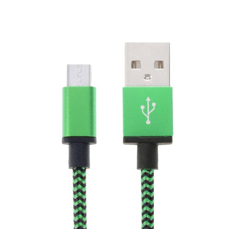 2m Woven Style Micro USB to USB 2.0 Data / Charger Cable(Green)