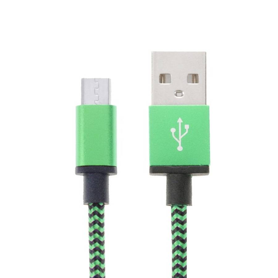 2m Woven Style Micro USB to USB 2.0 Data / Charger Cable(Green)