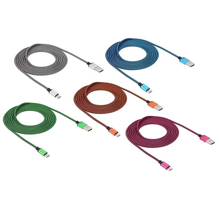 2m Woven Style Micro USB to USB 2.0 Data / Charger Cable(Green)