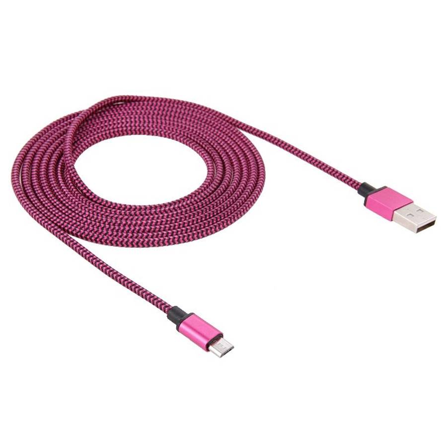 2m Woven Style Micro USB to USB 2.0 Data / Charger Cable(Magenta)