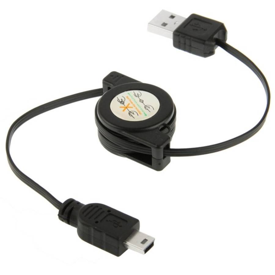 USB 2.0 to Mini 5 Pin USB Retractable Data & Charger Cable for Motorola V3 / Mobile Ph ... (Black)