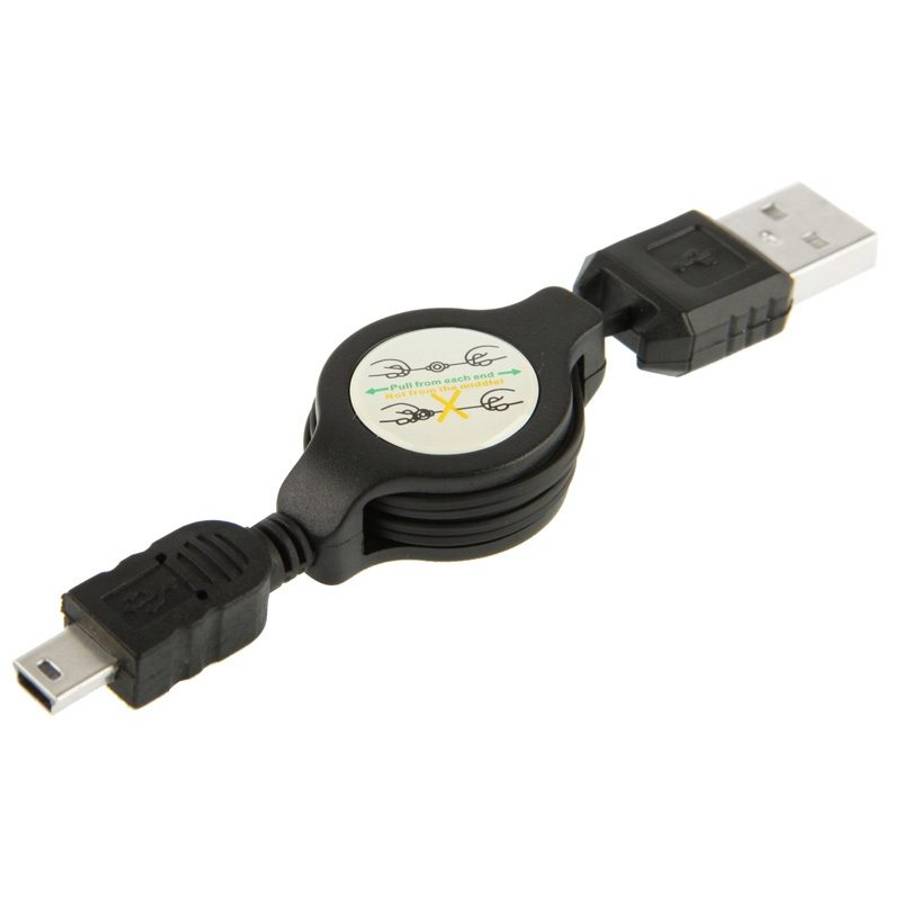 USB 2.0 to Mini 5 Pin USB Retractable Data & Charger Cable for Motorola V3 / Mobile Ph ... (Black)