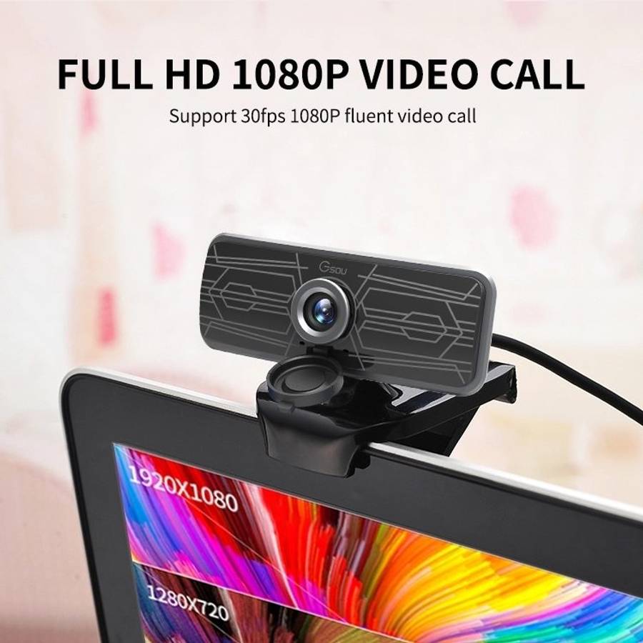 Gsou T16s 1080P HD Webcam with Cover Built-in Microphone for Online Classes Broadcast Conference V