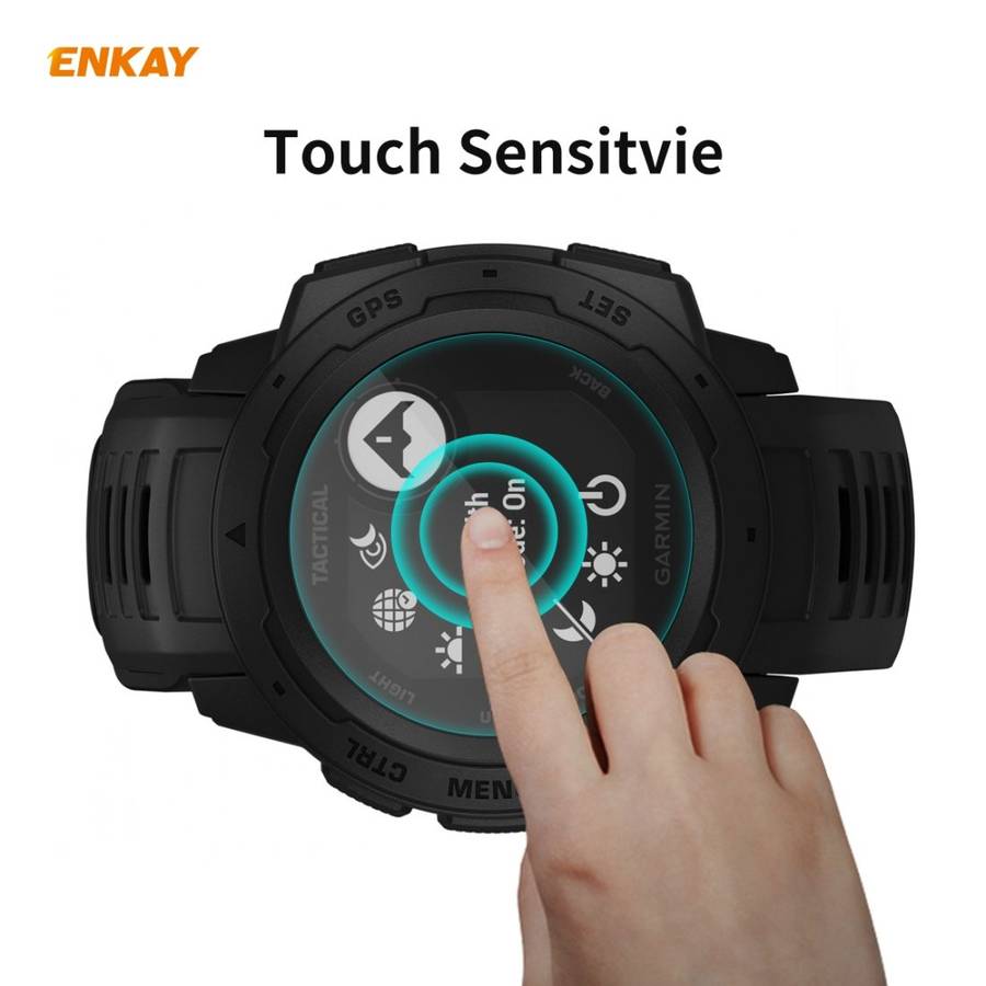 For Garmin Instinct Tactical ENKAY Hat-Prince 0.2mm 9H 2.15D Curved Edge Tempered Glass Screen Pro
