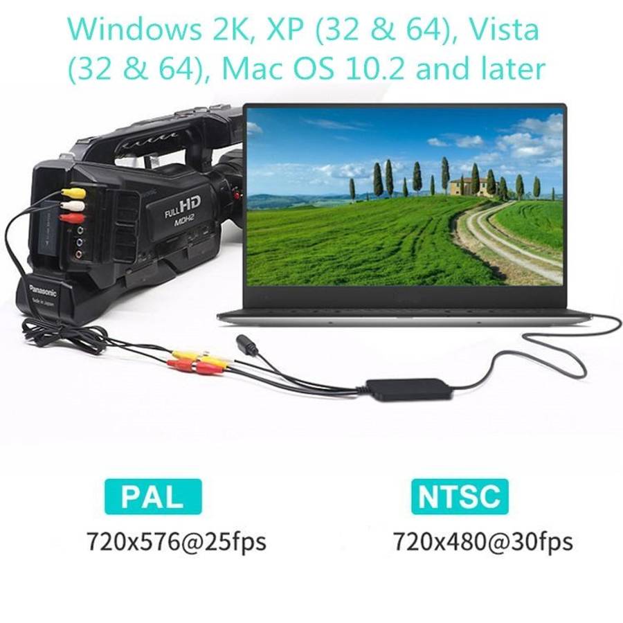 USB to RCA Cable 60+ Supports Vista 64 / Win 7 / Win 8 / Win 10 / Mac OS