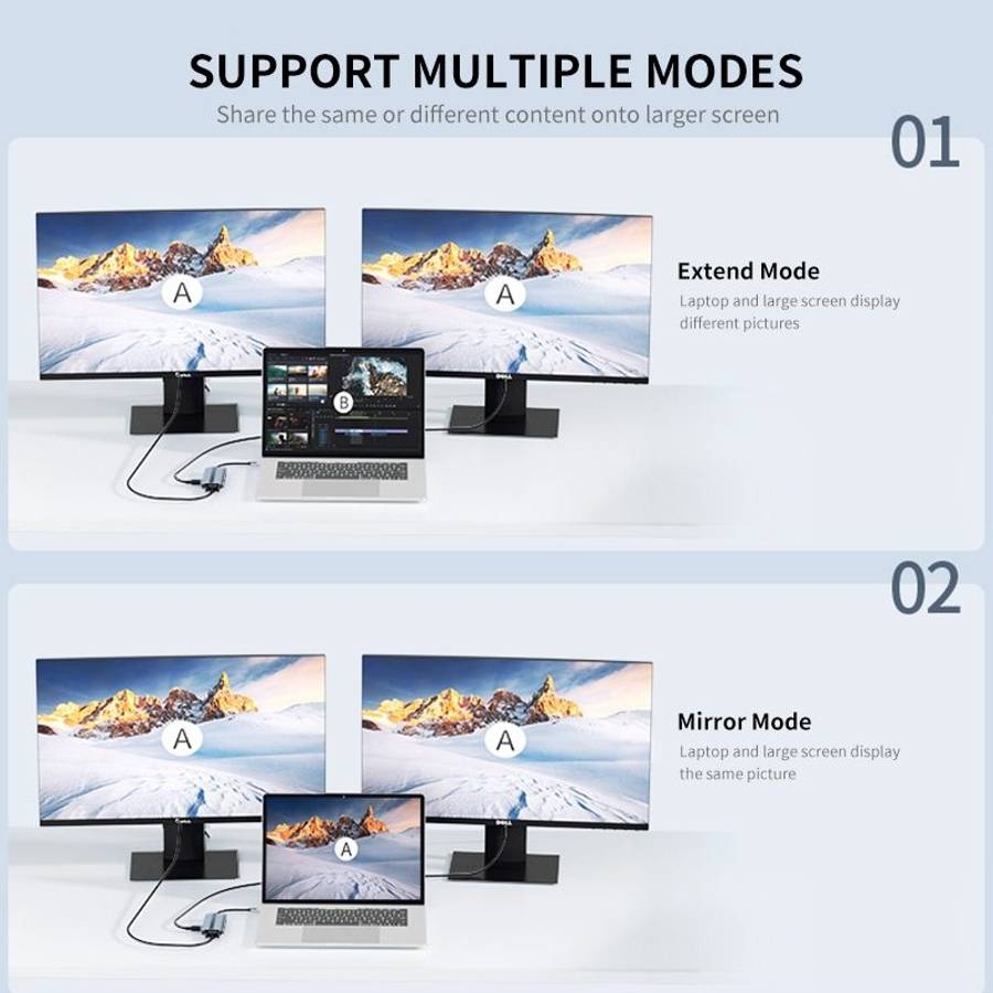JUNSUNMAY 8 in 1 Type-C to 4K HDMI + VGA Docking Station Adapter PD Quick Charge Hub