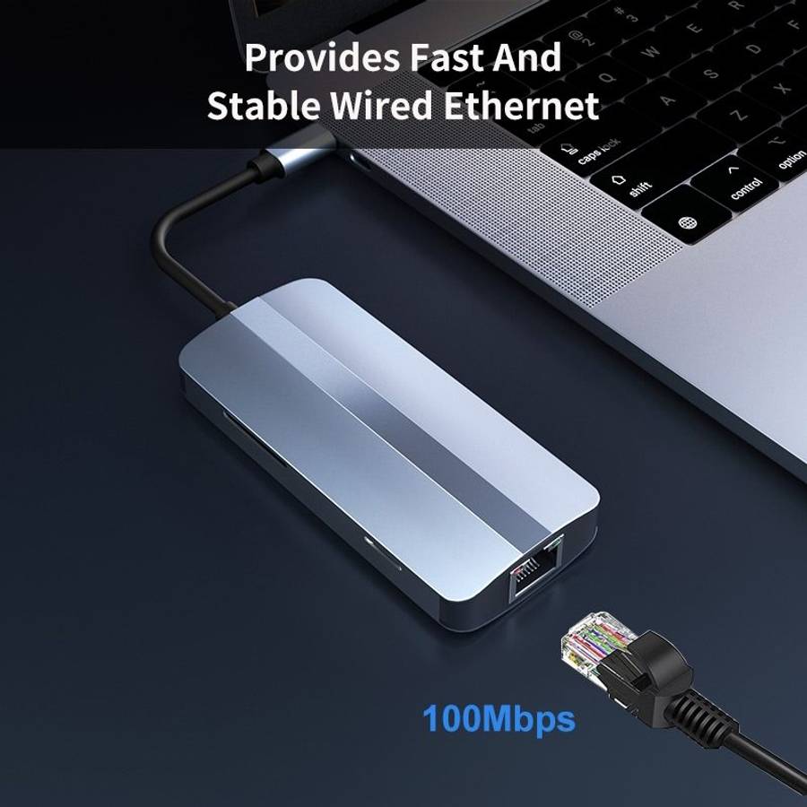 JUNSUNMAY 7 in 1 Multifunctional USB-C Hub Docking Station Adapter -
