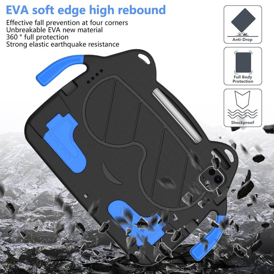 For iPad Pro 11 2025 / 2024 Ice Baby EVA Shockproof Hard PC Tablet Case(Black+Blue)