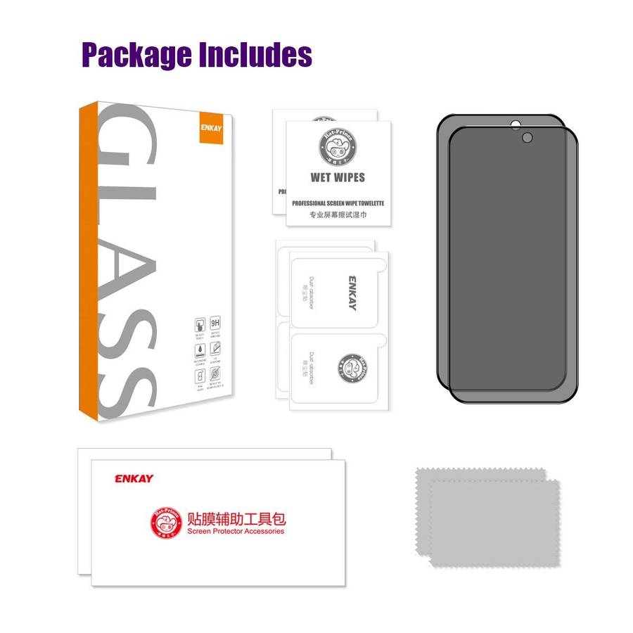 For iPhone 17 Pro Max 2pcs ENKAY Hat-Prince 28 Anti-peeping Tempered Glass Protector Full Screen