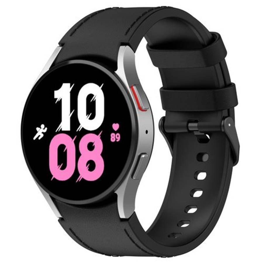 For Samsung Galaxy Watch 6 Classic Silicone Leather Black Buckle Watch Band(Black)