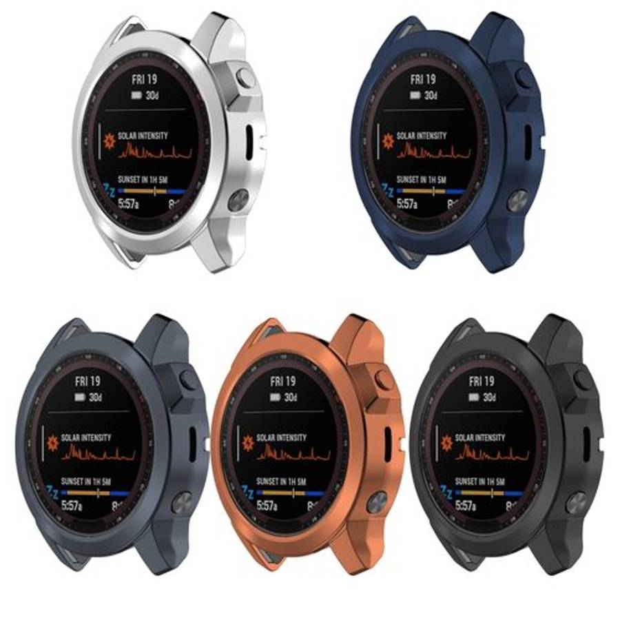 For Garmin Fenix 7S Pro Half Package Electroplated TPU Watch Protective Case(Gold)