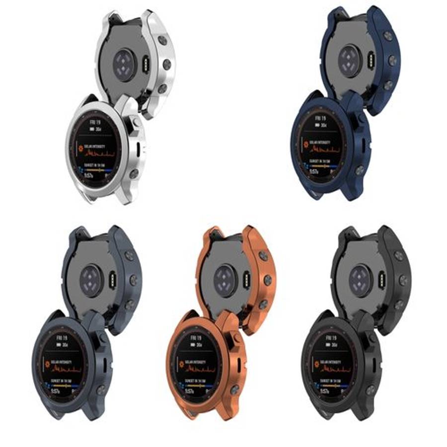 For Garmin Fenix 7S Pro Half Package Electroplated TPU Watch Protective Case(Gold)