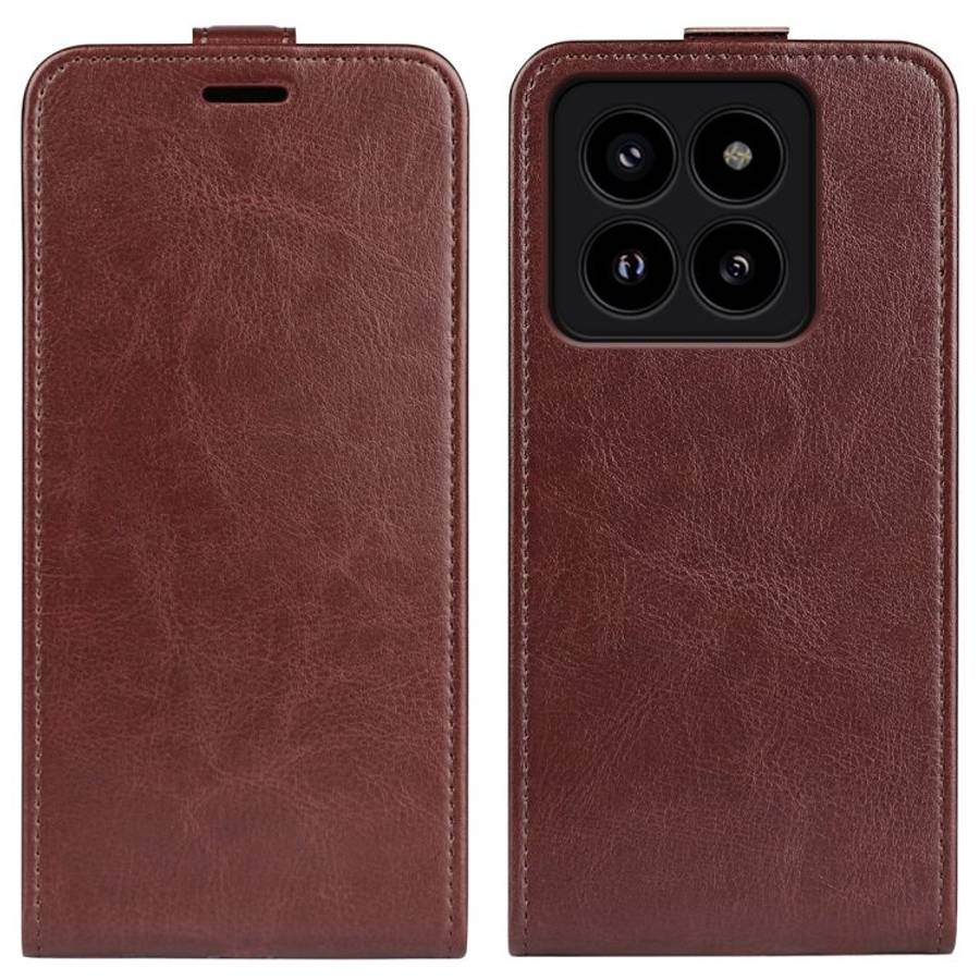 For Xiaomi 14 Pro R64 Texture Single Vertical Flip Leather Phone Case(Brown)