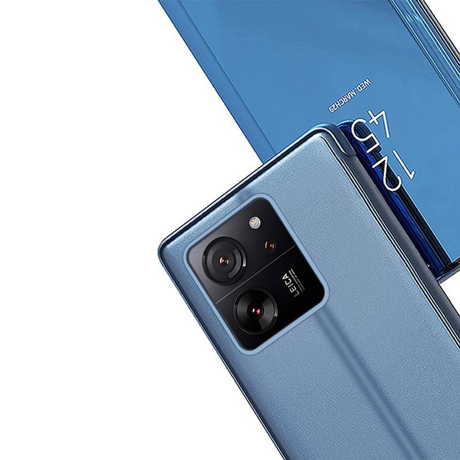 For Xiaomi 14 Pro Plated Mirror Horizontal Flip Leather Phone Case with Holder(Purple Blue)