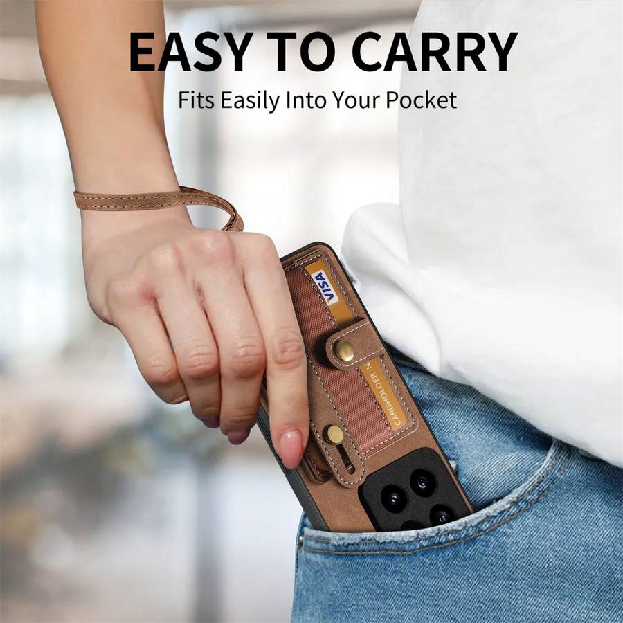 For Xiaomi 14 Pro Retro Cross Wristband Wallet Leather Back Phone Case(Brown)