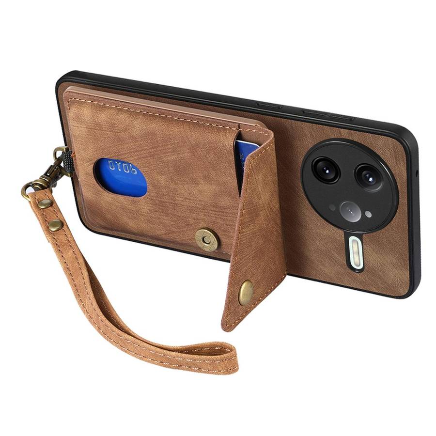For Redmi K80 / Poco F7 Pro Retro Card Wallet Fold Leather Phone Case with Strap(Brown)