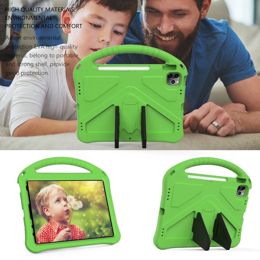 For iPad Pro 11 2025 / 2024 EVA Shockproof Tablet Case with Holder(Green)
