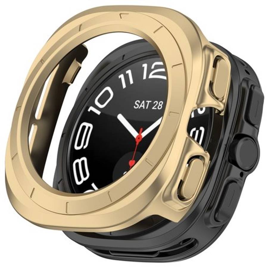 For Samsung Galaxy Watch Ultra 47mm / Ultra 2025 Half Coverage Hollowed PC Watch P ... (Champagne)