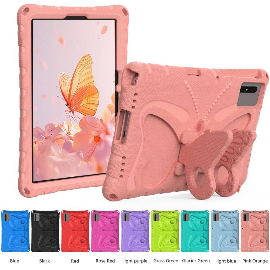 For Xiaomi Redmi Pad 2 /SE 11 2025 Butterfly Bracket EVA Shockproof Tablet Case(Pink Orange)