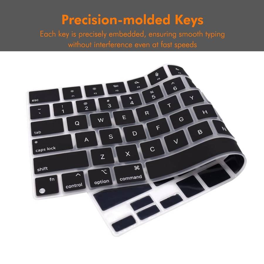 For MacBook Air 13.6 / 15.3  Pro 14.2 / 16.2 ENKAY US Version Keyboard Cover Soft S ... (Black)