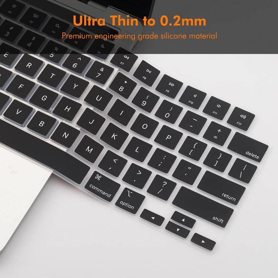 For MacBook Air 13.6 / 15.3  Pro 14.2 / 16.2 ENKAY US Version Keyboard Cover Soft S ... (Black)