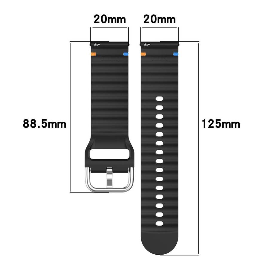 For Amazfit Active Wavy Grain Stitched 20mm Silicone Watch Band(Gray)