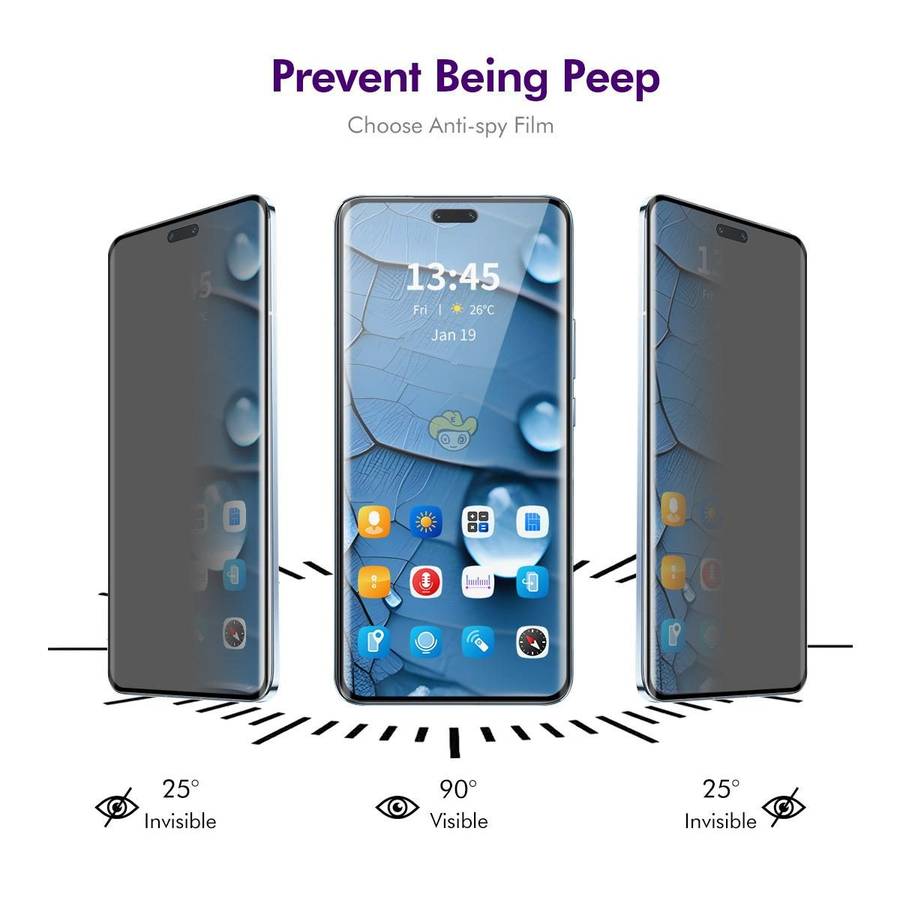 For Honor 200 Pro / 300 Pro ENKAY Hat-Prince Easy Install Heat Bending Privacy Screen Tempered Gla
