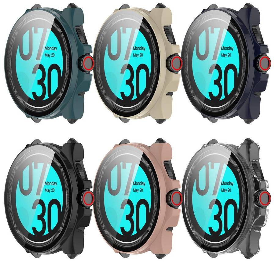 For Ticwatch Pro 5 Enduro Tempered Film Integrated PC Watch Protective Case(Cherry Pink)