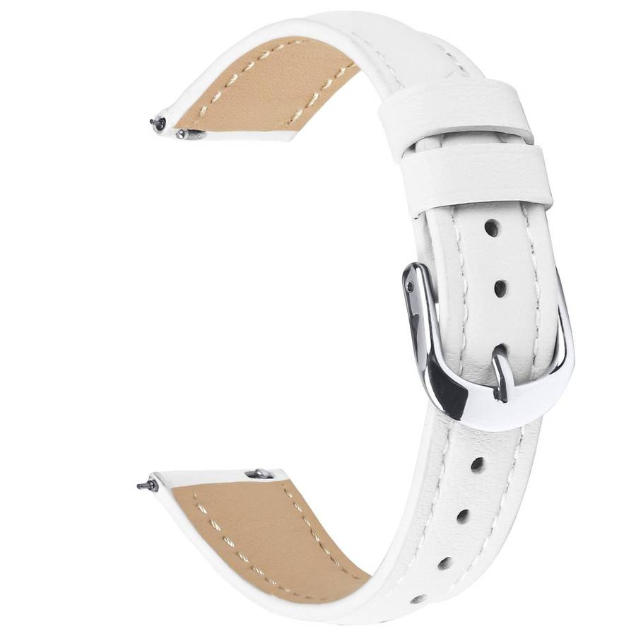 18mm Slim Genuine Leather Watch Band(White)