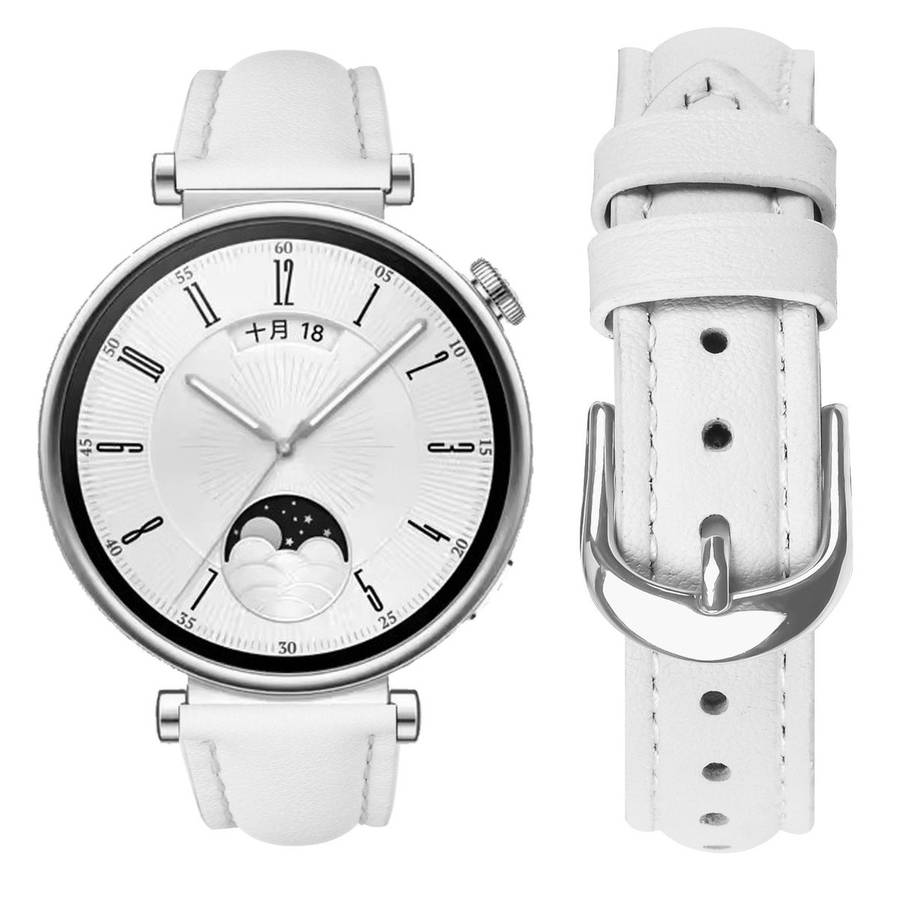18mm Slim Genuine Leather Watch Band(White)
