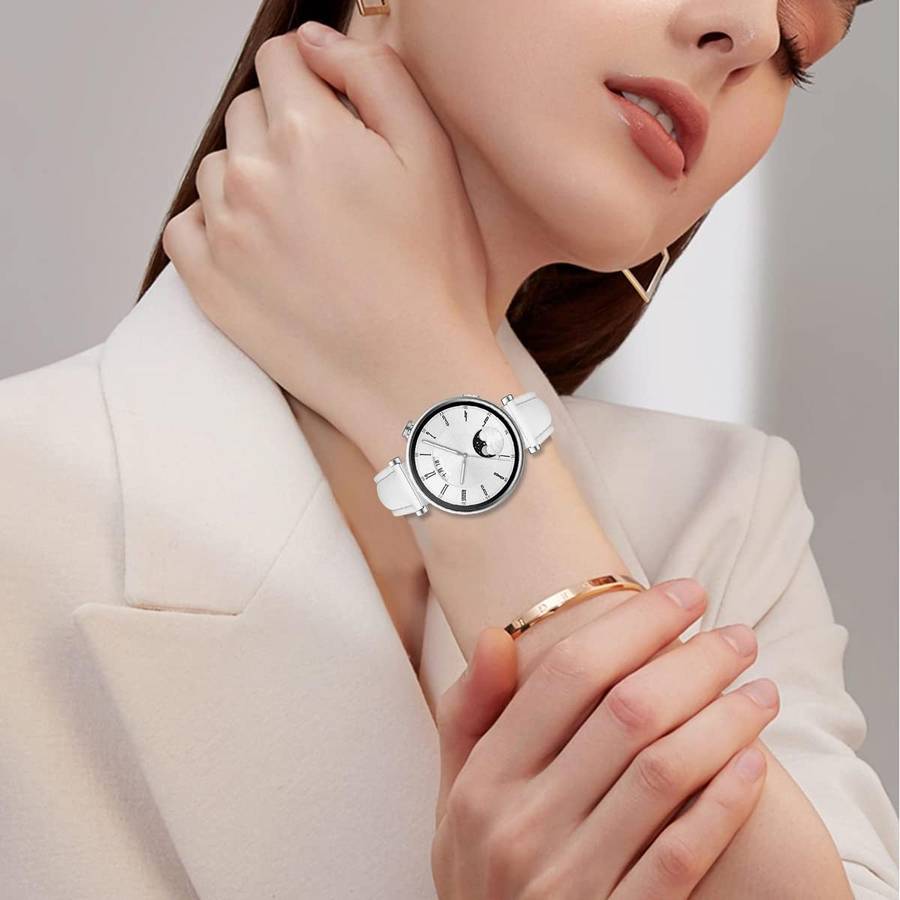 18mm Slim Genuine Leather Watch Band(White)