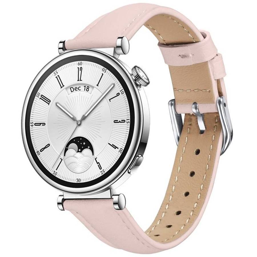 18mm Slim Genuine Leather Watch Band(Pink)