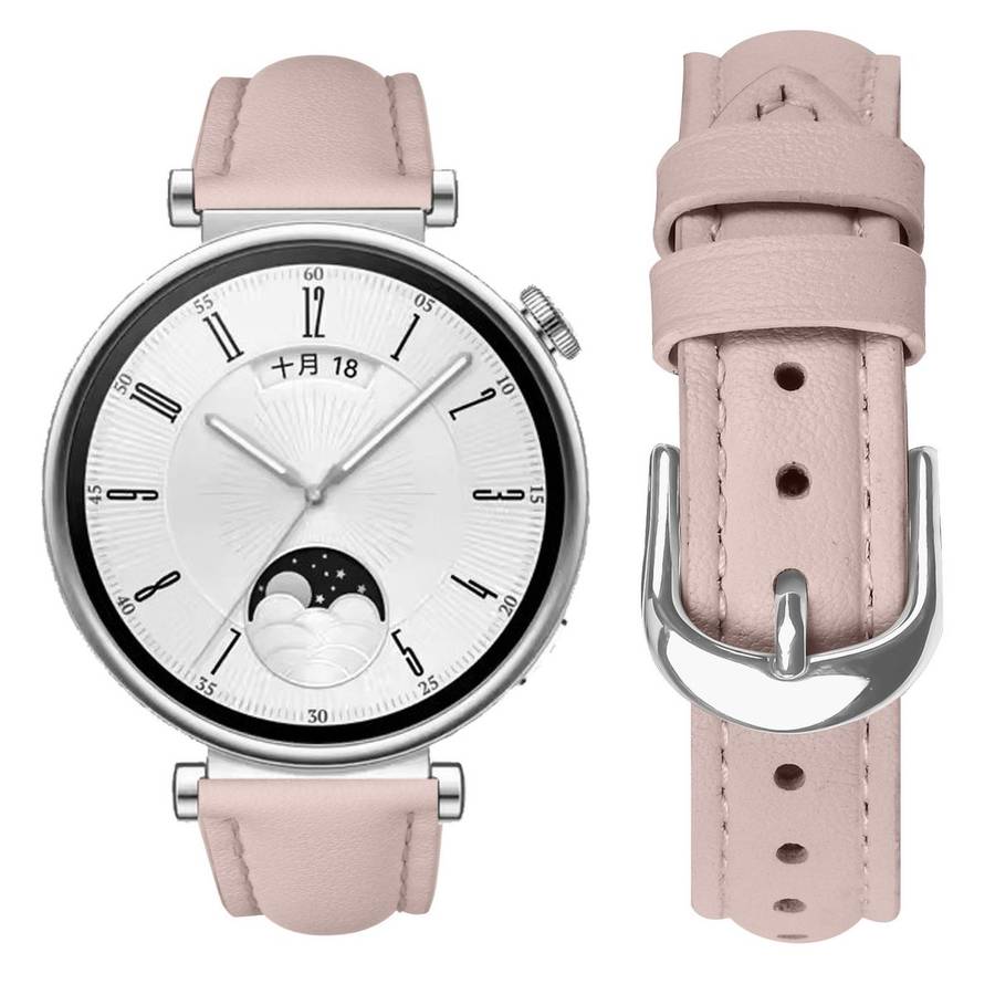 18mm Slim Genuine Leather Watch Band(Pink)