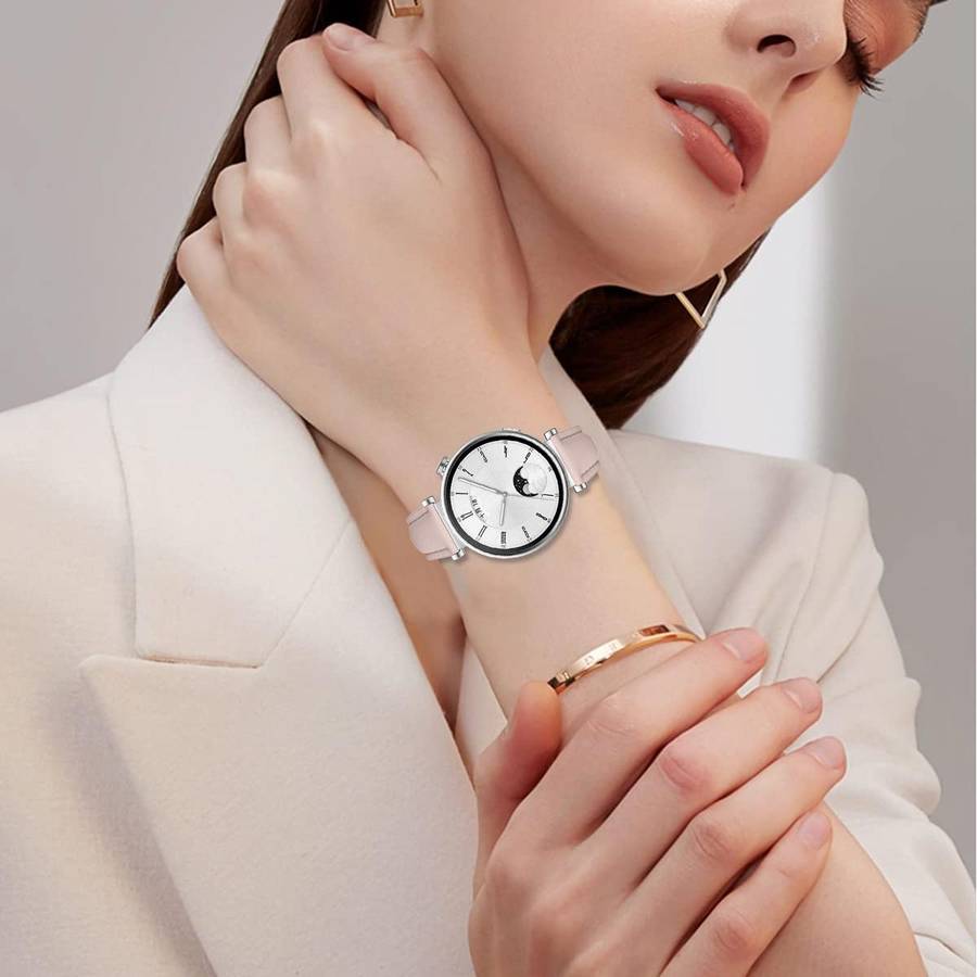 18mm Slim Genuine Leather Watch Band(Pink)
