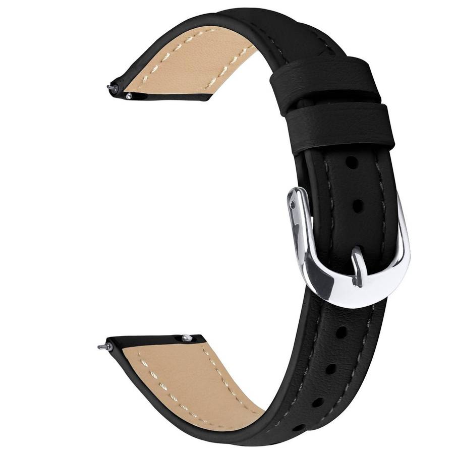 18mm Slim Genuine Leather Watch Band(Black)
